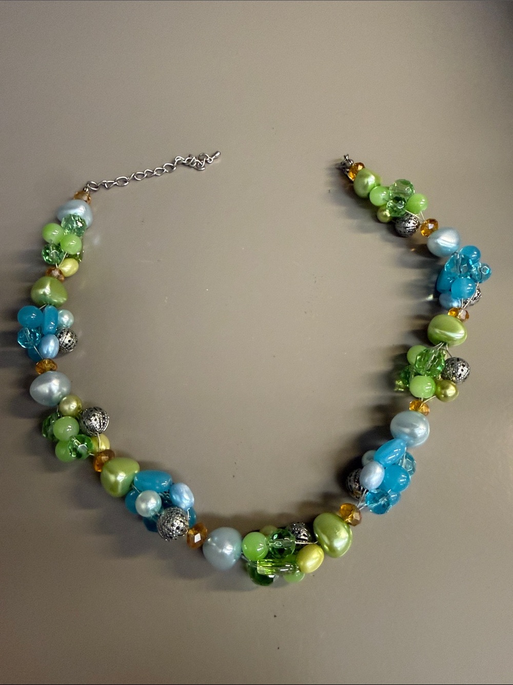 Avon Multi-Color Multi Texture Glass Bead Cluster Necklace Vintage